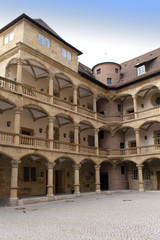 Fototapeta na wymiar courtyard of the Old Castle (10th century) in Stuttgart