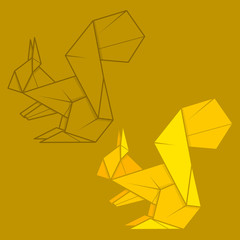 Set illustration paper origami of squirrel.