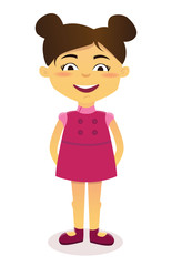 Little cute vector cartoon girl smiling.