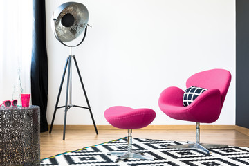 Pink armchair and stool © Photographee.eu