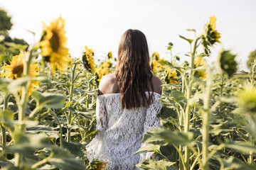 Woman in a sunflower field