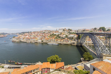 Fototapeta na wymiar Panoramic view of old downtown, Porto Ribeira cityscape.