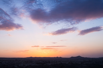 beautiful sunset sky with mountain background