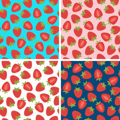 set of seamless pattern with strawberry - vector illustration, eps