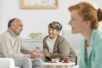 Man and woman talking