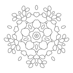 Mandala Ornament. Round Element For Coloring Book or Decoration. Black Lines on White Background. 