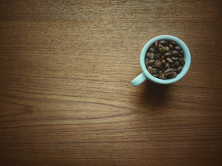 vintage, background, white coffee cup on wood table