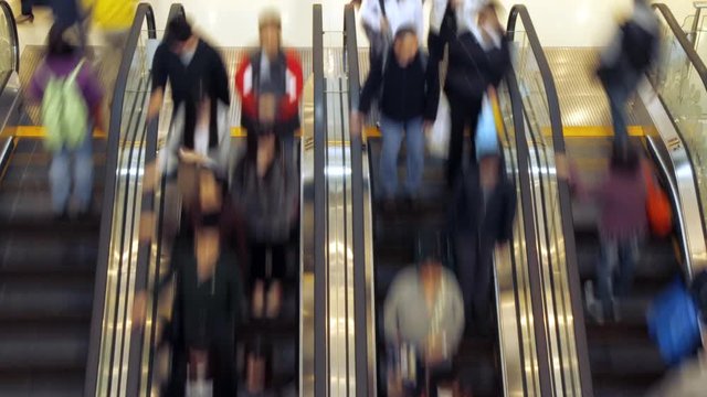 Escalators in shopping mall
