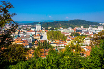 Fototapeta na wymiar Romantic Ljubljana city center