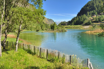 lac en montagne en été 