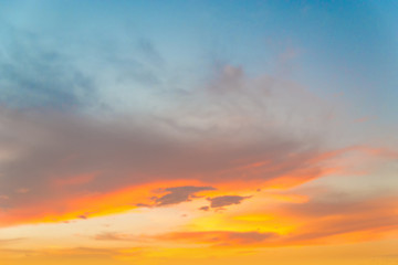 Hot weather, clouds look colorful before sunset.