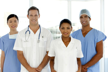 Portrait of a multi-ethnic hospital medical team 
