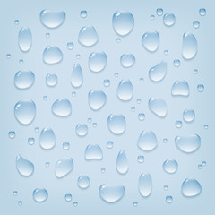 Crystal clear realistic cool vector water drops set. Transparent pure shiny aqua water drops design element collection.