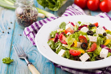 Fresh Greek salad on a plate