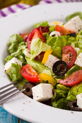 Fresh Greek salad on a plate