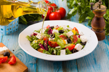 Fresh Greek salad on a plate