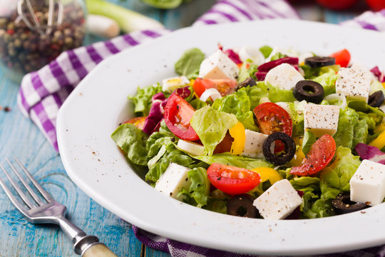 Fresh Greek salad on a plate