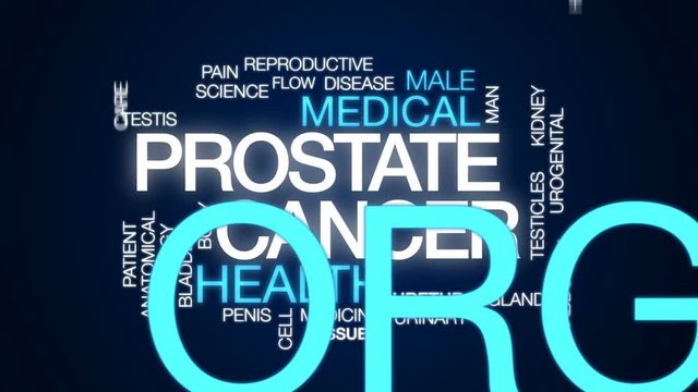 Prostate cancer animated word cloud, text design animation.