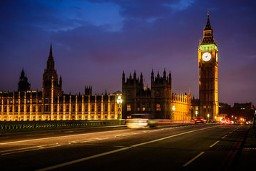 Big Ben Clock Tower and House of Parliament in the night, London, UK