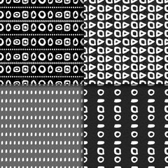 Geometric monochrome seamless pattern set