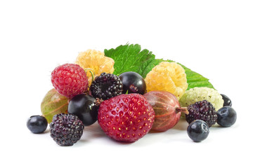 A bunch of various summer berries
