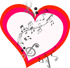 music in heart, vector art and illustration