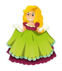 Cartoon character - royal princess cheerful standing and smiling - isolated illustration for children