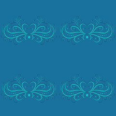 Pattern abstract symbolic branch with leaves light blue on dark blue background art creative vector