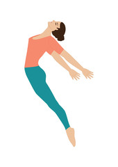 Woman gymnast exercise in stretching sport yoga fitness ballet sport dancing isolated on white background art creative modern vector