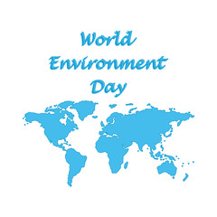World Environment Day symbolic world map blue isolated on white background flat style art creative modern vector illustration