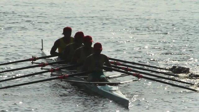 Men Rowing Team, Silhouette.