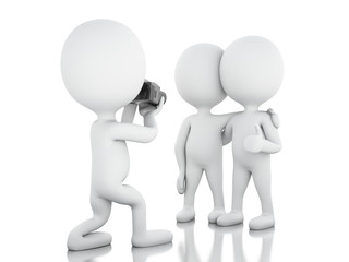 3d White people taking a picture with camera