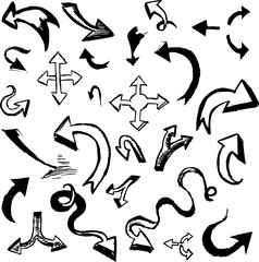 Vector black arrows isolated on white background.