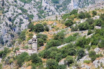 Fortress wall of Kotor in Montenegro