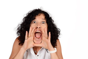 Woman shouting and screaming.