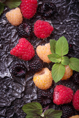 Red, black and yellow raspberry