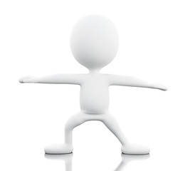 3d Withe people doing yoga exercise