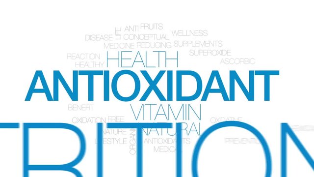 Antioxidant animated word cloud, text design animation.