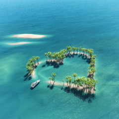 Fototapeta na wymiar Heart-shaped tropical island