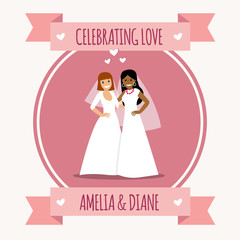 Two brides in white dresses. Gay wedding