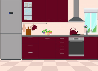 Kitchen, vector illustration.
