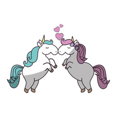Cute unicorns cartoon icon vector illustration graphic design