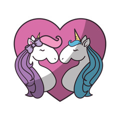 Cute unicorns cartoon icon vector illustration graphic design