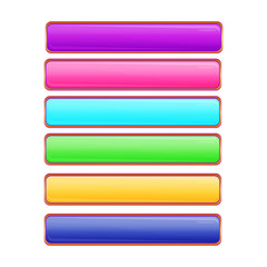 Colorful rectangle shiny banner buttons. Bright buttons for game design.