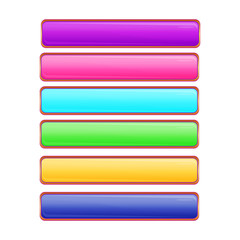 Obraz premium Colorful rectangle shiny banner buttons. Bright buttons for game design.