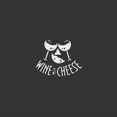 Wine and cheese vintage label. Great as wine and cheese tasting, festival or promo template or icon.