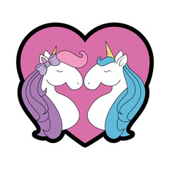 Cute unicorns cartoon icon vector illustration graphic design