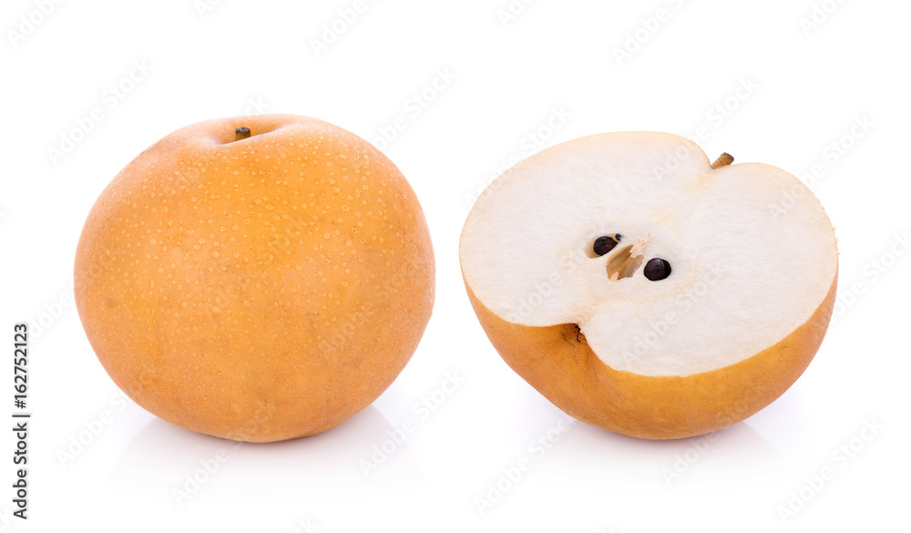 Wall mural closeup pear on white background