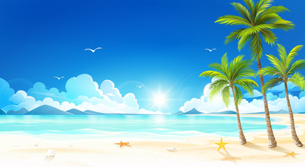 Obraz premium Tropikalna plaża. Wektor