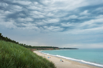 Beautiful beach almoste empty with storm clouds in Ezerets, Bulgarya